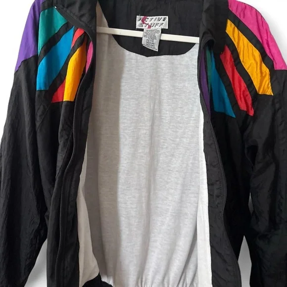 Vintage Active Stuff Black Multicolor Winbreaker - Picture 5 of 5